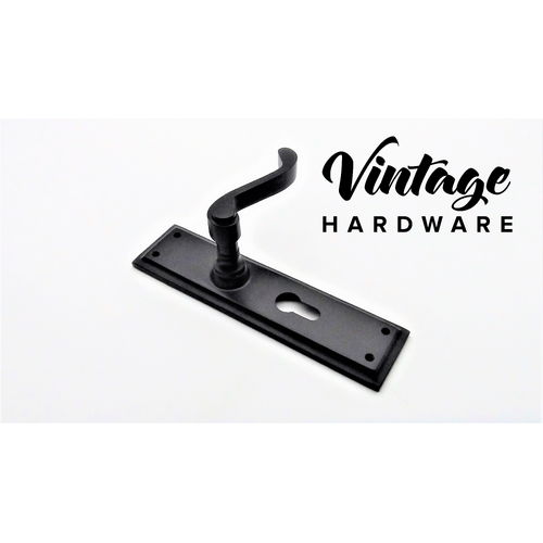 MATT BLACK, COLONIAL LEVER LONGPLATE, EURO DOOR HANDLE