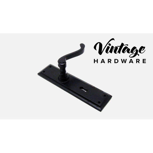 MATT BLACK, COLONIAL LEVER LONGPLATE, LOCK DOOR HANDLE