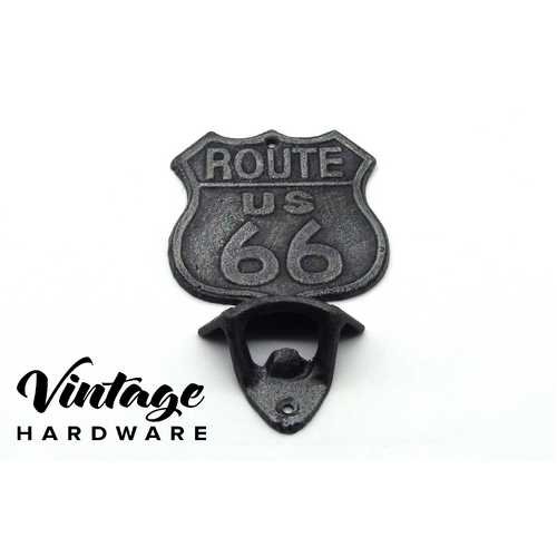 ROUTE 66 WALL MOUNTED BOTTLE OPENER